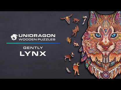 Medinė dėlionė Unidragon Gently Lynx Švelnioji Lūšis 22x33 cm, 187 det.,  Surinkimo laikas 4-6  val.