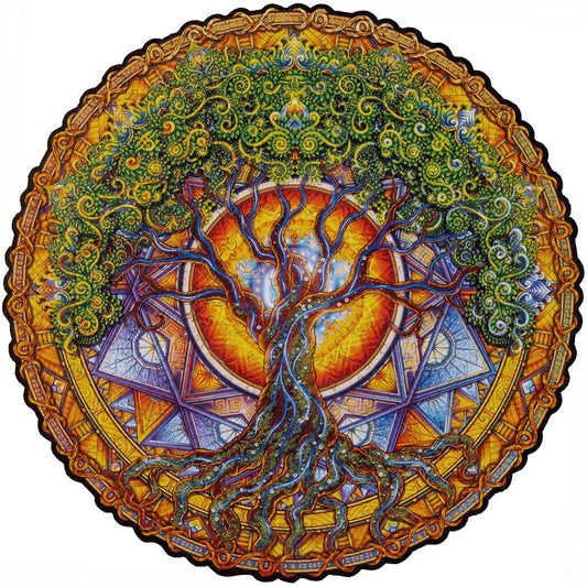 Medinė dėlionė Unidragon , Mandala Tree of Life Gyvybės medis 25x25 cm, 200 det., Surinkimo laikas 4-6 val.
